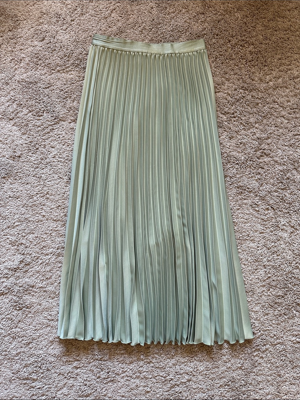 H&M Pleated Midi Skirt in Sage Green